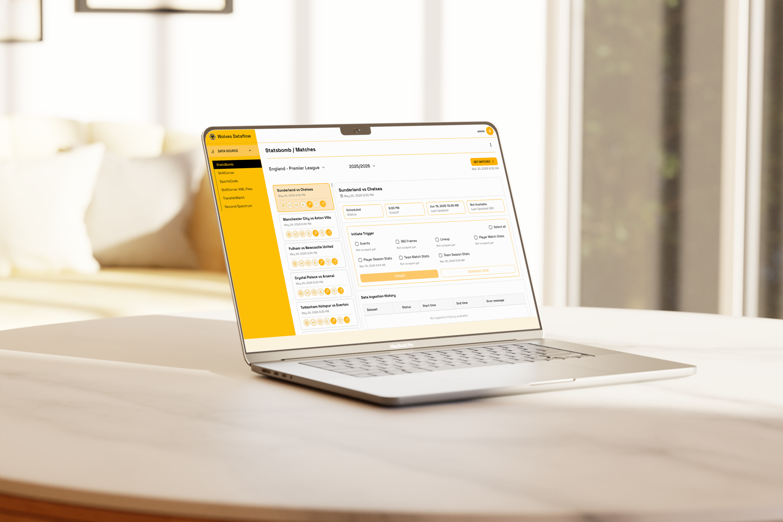Football Ingestion Tracking Dashboard